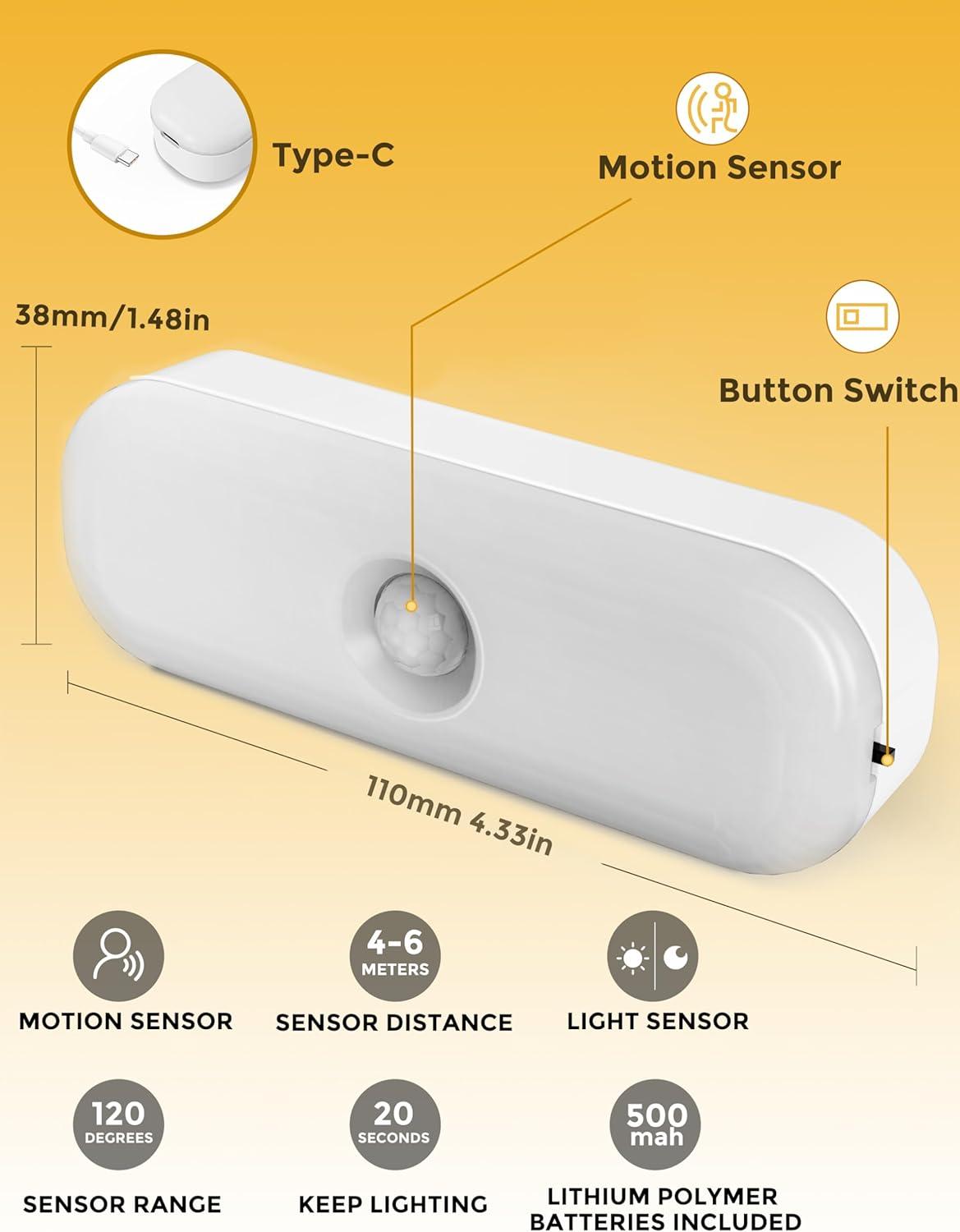 imageStickOn Motion Sensor Night Light Wall Lights Closet Lights Stair Lights Motion Activated Night Light