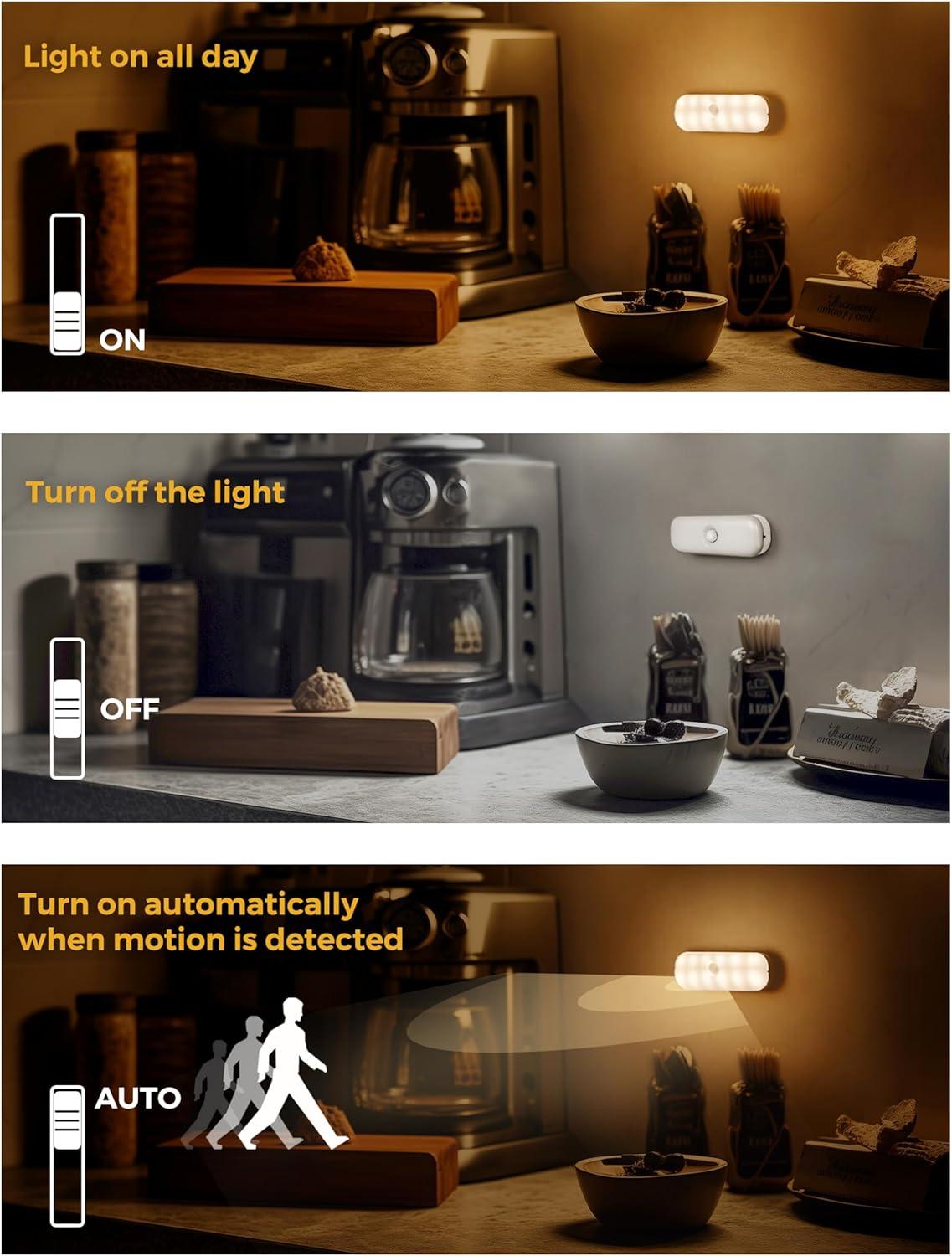imageStickOn Motion Sensor Night Light Wall Lights Closet Lights Stair Lights Motion Activated Night Light
