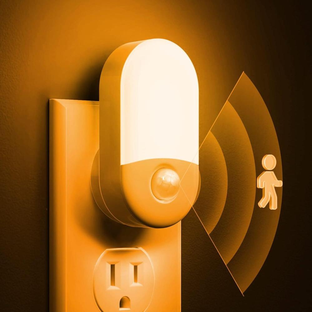 imageL LOHAS LED Night Light Amber Night Lights Plug into Wall LED Nightlight Adjustable Brightness Modern Nightlights for Kids Bathroom Hallway 4 Pack