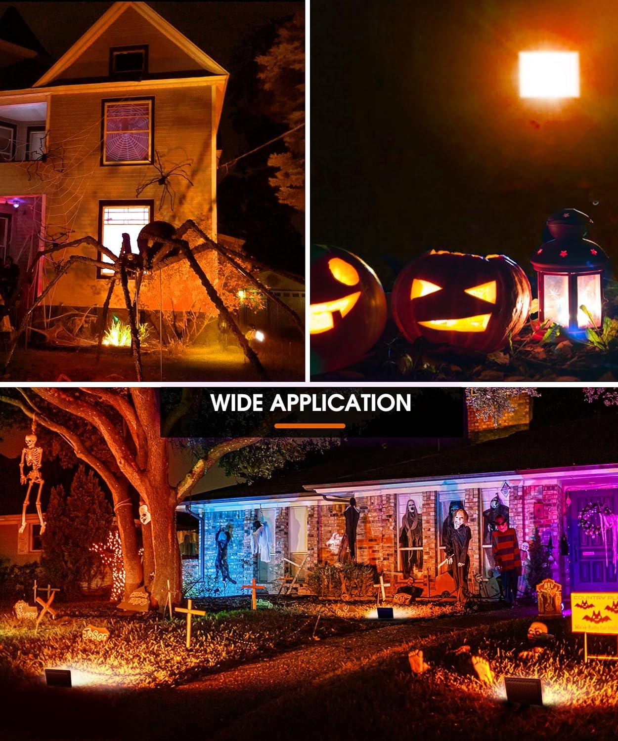 imageL LOHAS LED Purple Halloween Flood Light Outdoor   50W Plug in Flood Light IP66 Waterproof Halloween Decorations 2300lm Outdoor Lights for Yard Garage Party UL Listed 2 PackOrange