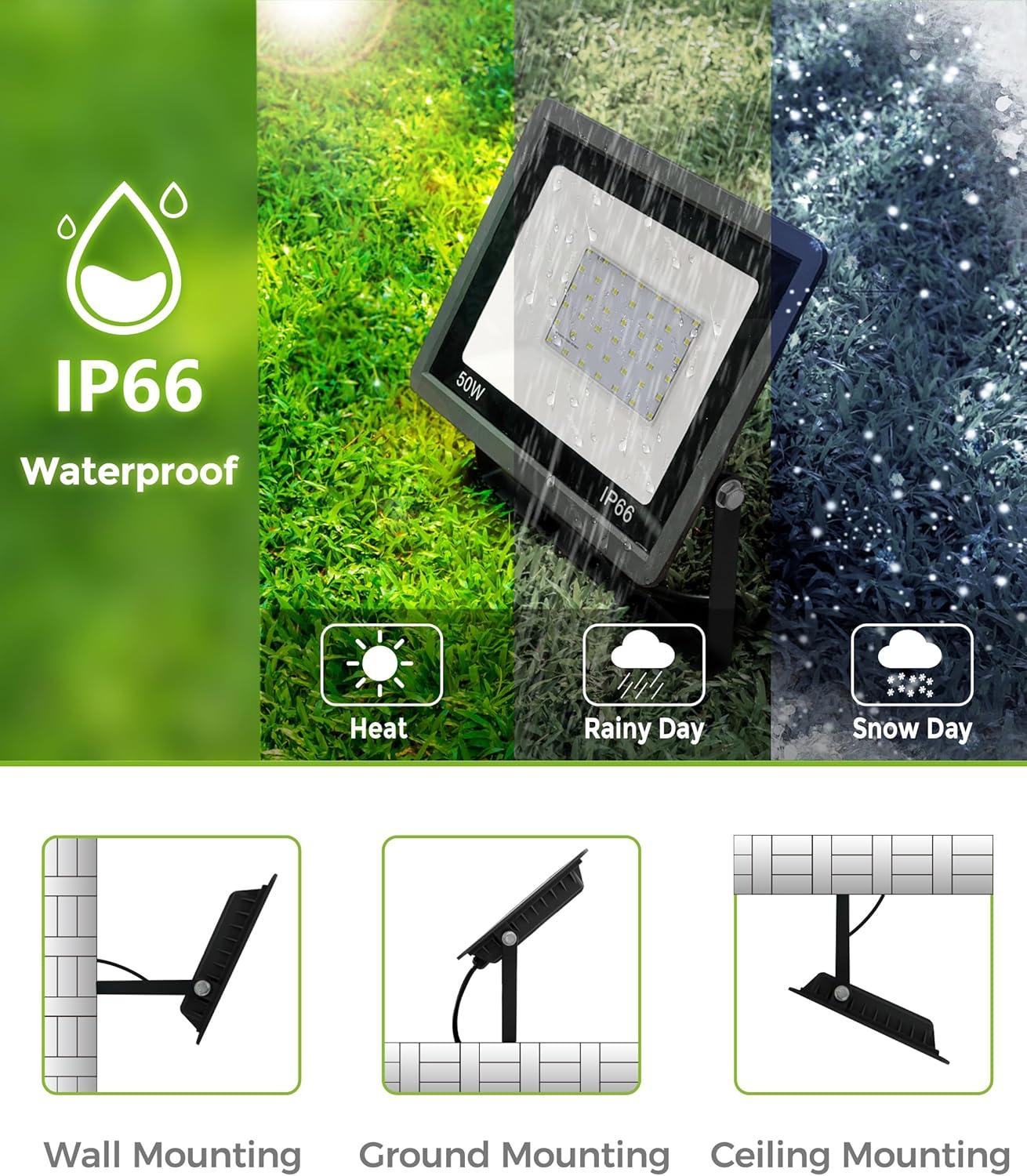 imageL LOHAS LED Purple Halloween Flood Light Outdoor   50W Plug in Flood Light IP66 Waterproof Halloween Decorations 2300lm Outdoor Lights for Yard Garage Party UL Listed 2 PackGreen