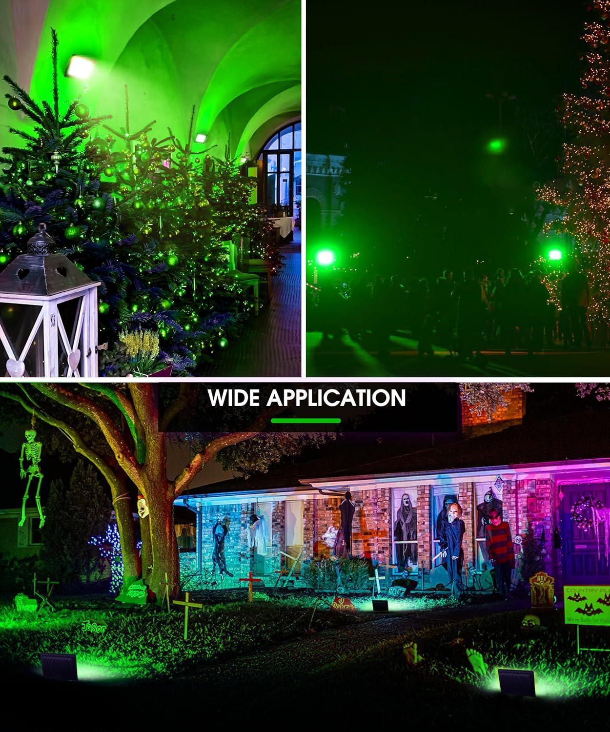 imageL LOHAS LED Purple Halloween Flood Light Outdoor   50W Plug in Flood Light IP66 Waterproof Halloween Decorations 2300lm Outdoor Lights for Yard Garage Party UL Listed 2 PackGreen