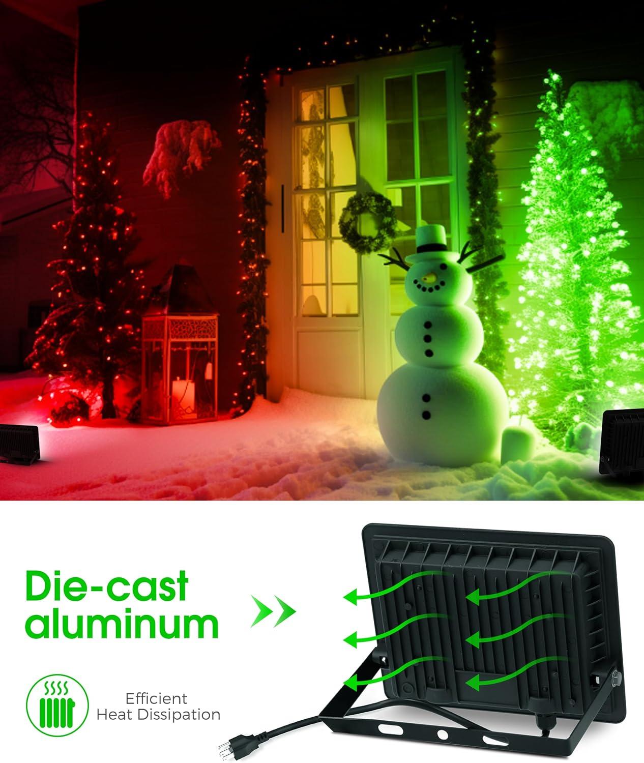 imageL LOHAS LED Purple Halloween Flood Light Outdoor   50W Plug in Flood Light IP66 Waterproof Halloween Decorations 2300lm Outdoor Lights for Yard Garage Party UL Listed 2 PackGreen