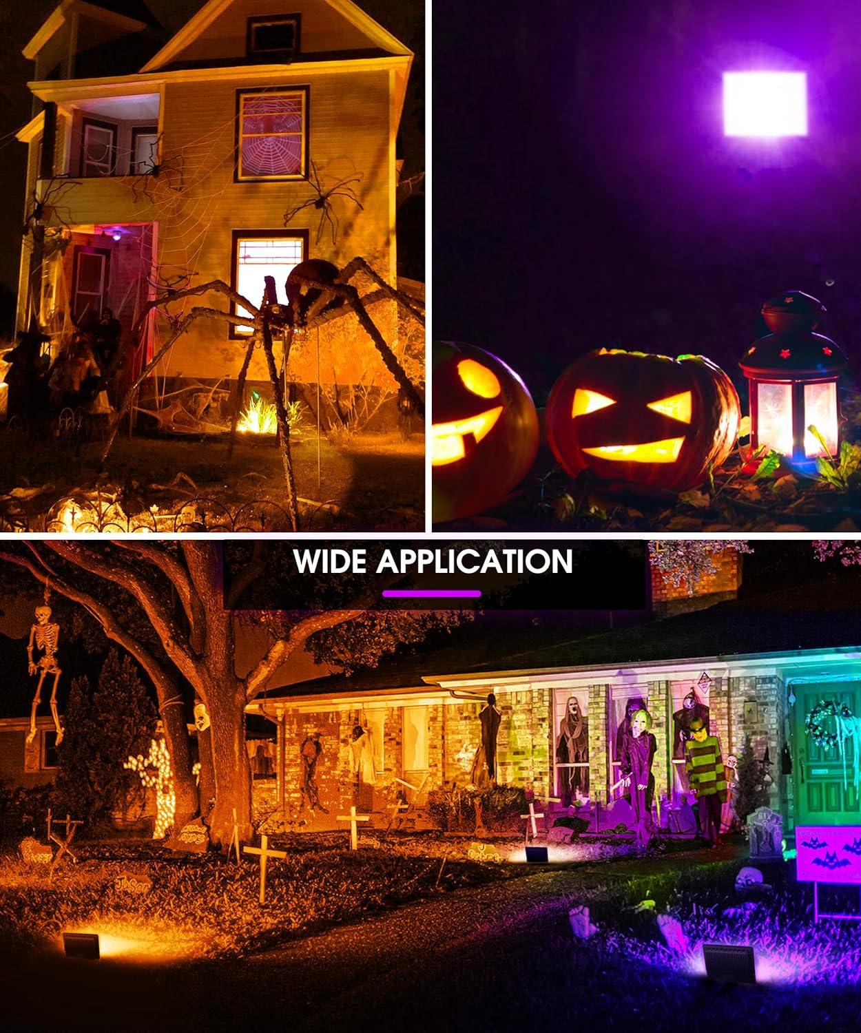 imageL LOHAS LED Purple Halloween Flood Light Outdoor   50W Plug in Flood Light IP66 Waterproof Halloween Decorations 2300lm Outdoor Lights for Yard Garage Party UL Listed 2 PackOrangePurple