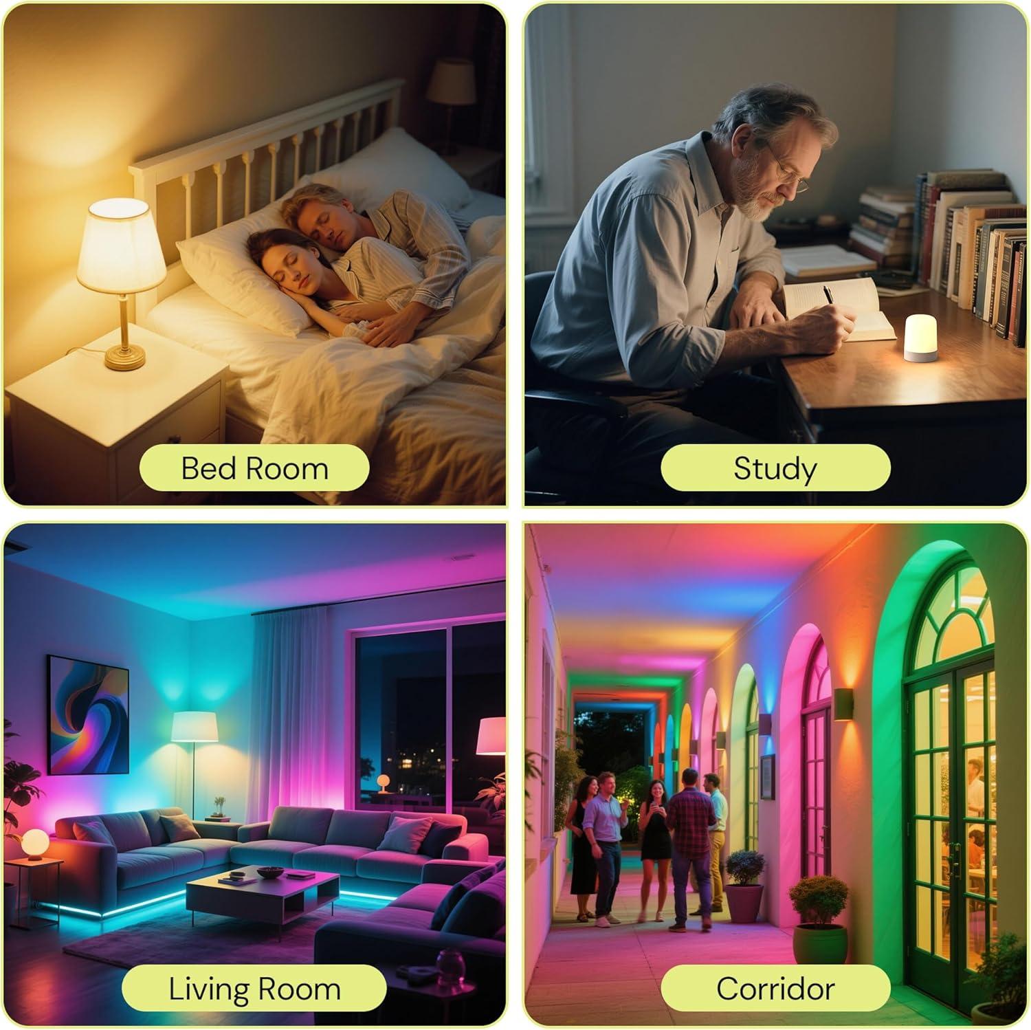 imageL LOHAS LED Rechargeable Light Bulb with Remote ampamp Timer Battery Backup Magnetic Bulbs for Sconces and NonHardwired Fixtures 3 Color Temperatures  12 RGB Colors Dimmable E26 Bulbs 2 Pack