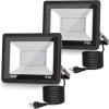 imageL LOHAS LED Purple Halloween Flood Light Outdoor   50W Plug in Flood Light IP66 Waterproof Halloween Decorations 2300lm Outdoor Lights for Yard Garage Party UL Listed 2 PackDaylight White