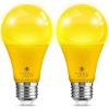 imageLOHAS Yellow Bug Light Bulbs Outdoor A19 Dusk to Dawn LED Bug Light Bulbs 2000K Amber Glow Photocell Sensor LED Auto OnOff Porch Light E26 Base 6 Pack