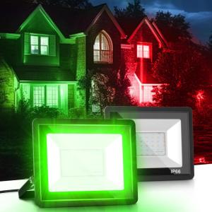 imageL LOHAS LED Purple Halloween Flood Light Outdoor   50W Plug in Flood Light IP66 Waterproof Halloween Decorations 2300lm Outdoor Lights for Yard Garage Party UL Listed 2 PackGreen