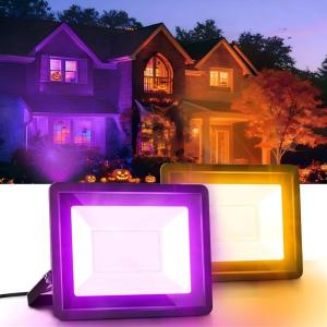 imageL LOHAS LED Purple Halloween Flood Light Outdoor   50W Plug in Flood Light IP66 Waterproof Halloween Decorations 2300lm Outdoor Lights for Yard Garage Party UL Listed 2 PackOrangePurple