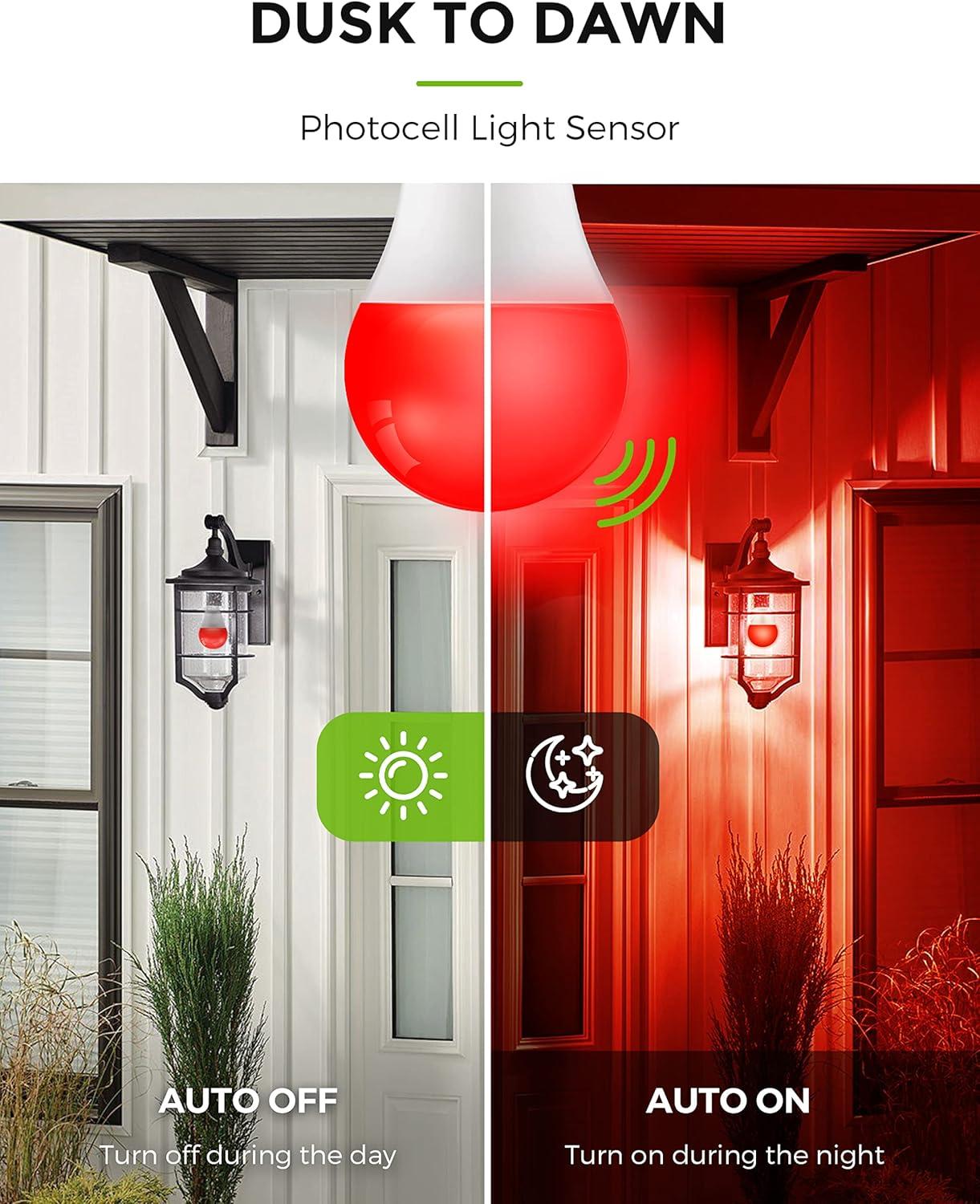 imageChristmas Red Green Light Bulbs outdoor with Dusk to Dawn Sensor