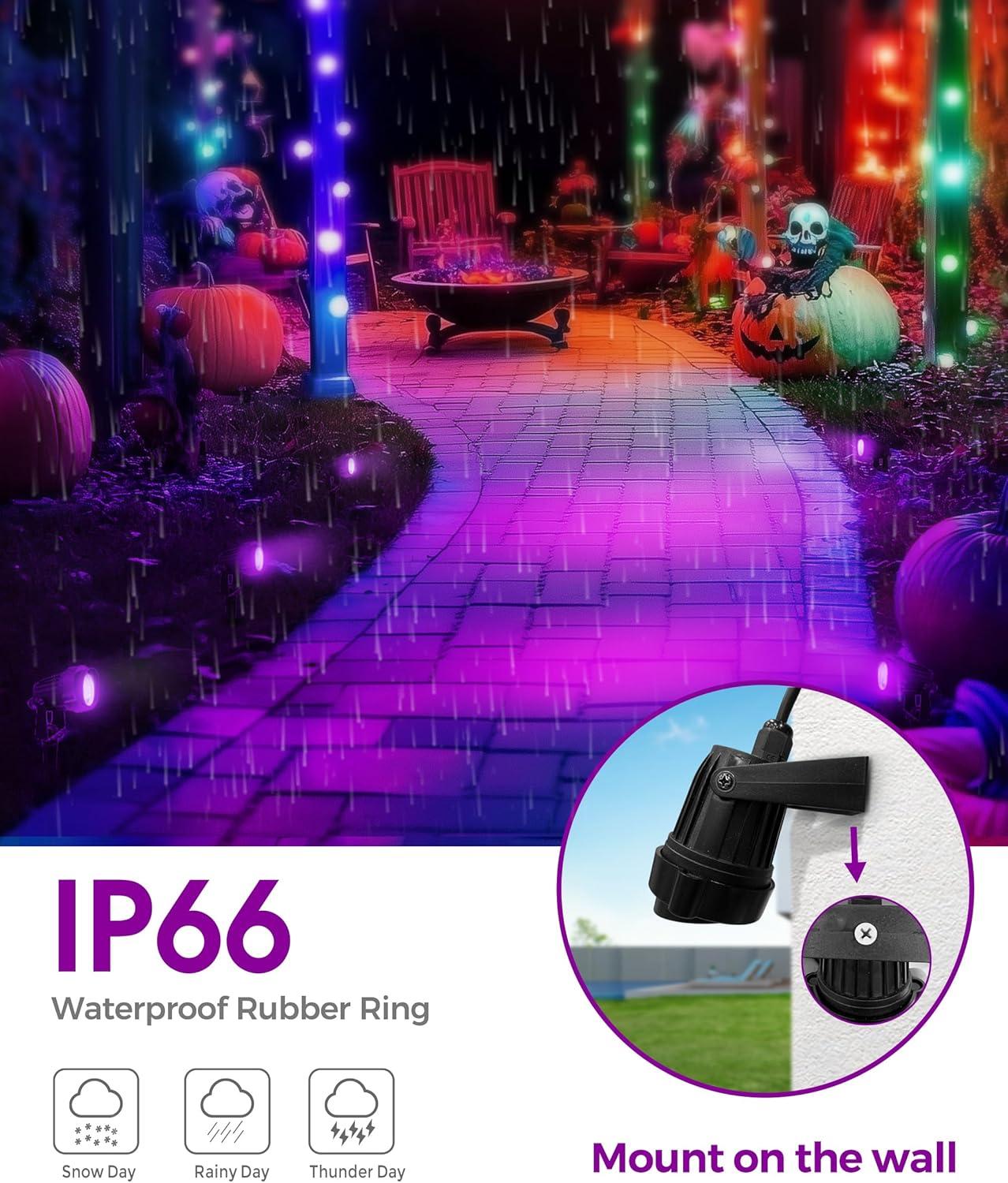 imageHalloween Orange and Purple Spotlights Outdoor3000K Landscape Spotlight Outdoor 2Pack