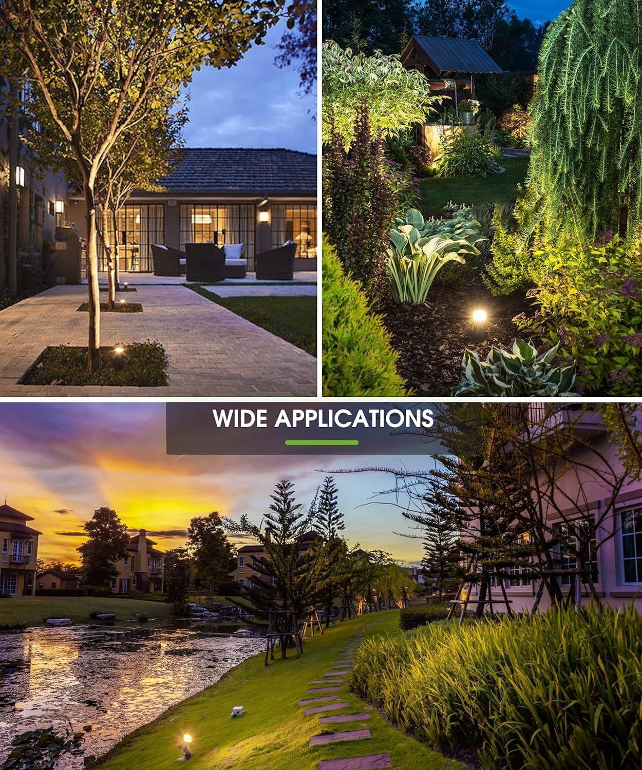 imageL LOHAS LED 5W Low Voltage Landscape Lighting 12V 24V Outdoor Spot Lights with Connectors IP66 Waterproof 3000K Warm White Plug in Spotlights for Yard Garden Pathway House 6 PackBlack