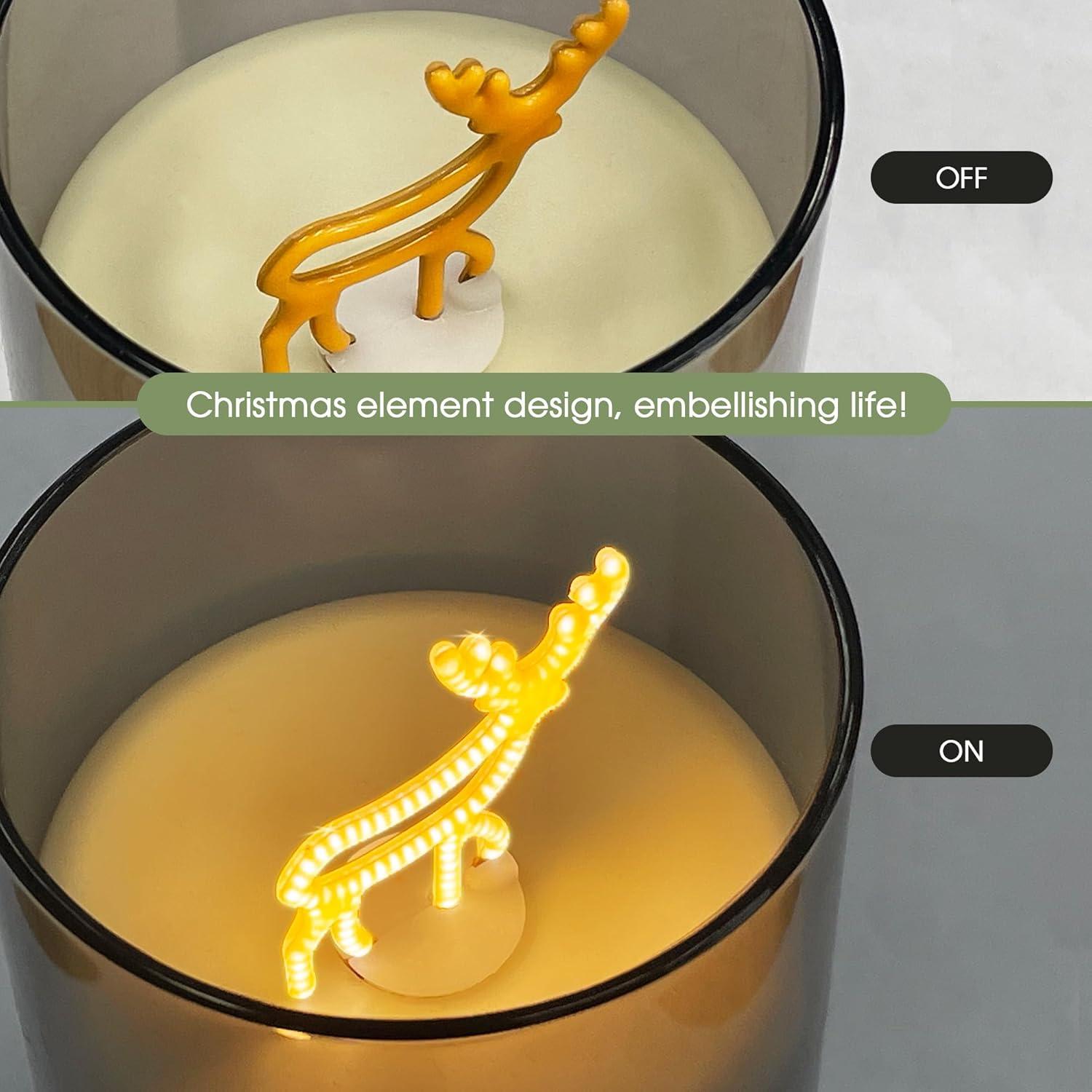 imageL LOHAS LED Christmas Electronic Candle Night Lights with Remote 3Pack Reindeer LED Flameless Candles Battery Operated Flickering Night Light 5 Brightness Levels ampamp Timer for Holiday Home DecorMilu deer