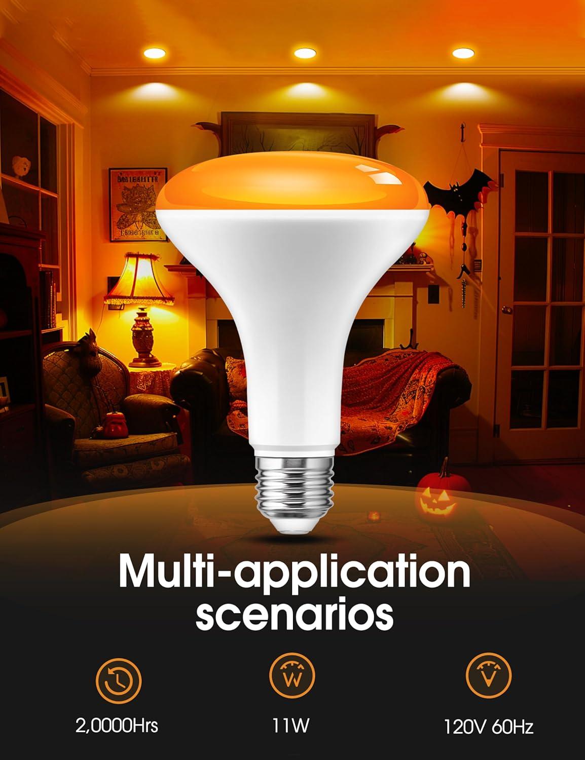 imageL LOHAS LED Halloween Orange LED Light Bulbs Outdoor A19 Orange Purple Colored Light Bulb Indoor E26 Base NotDimmable