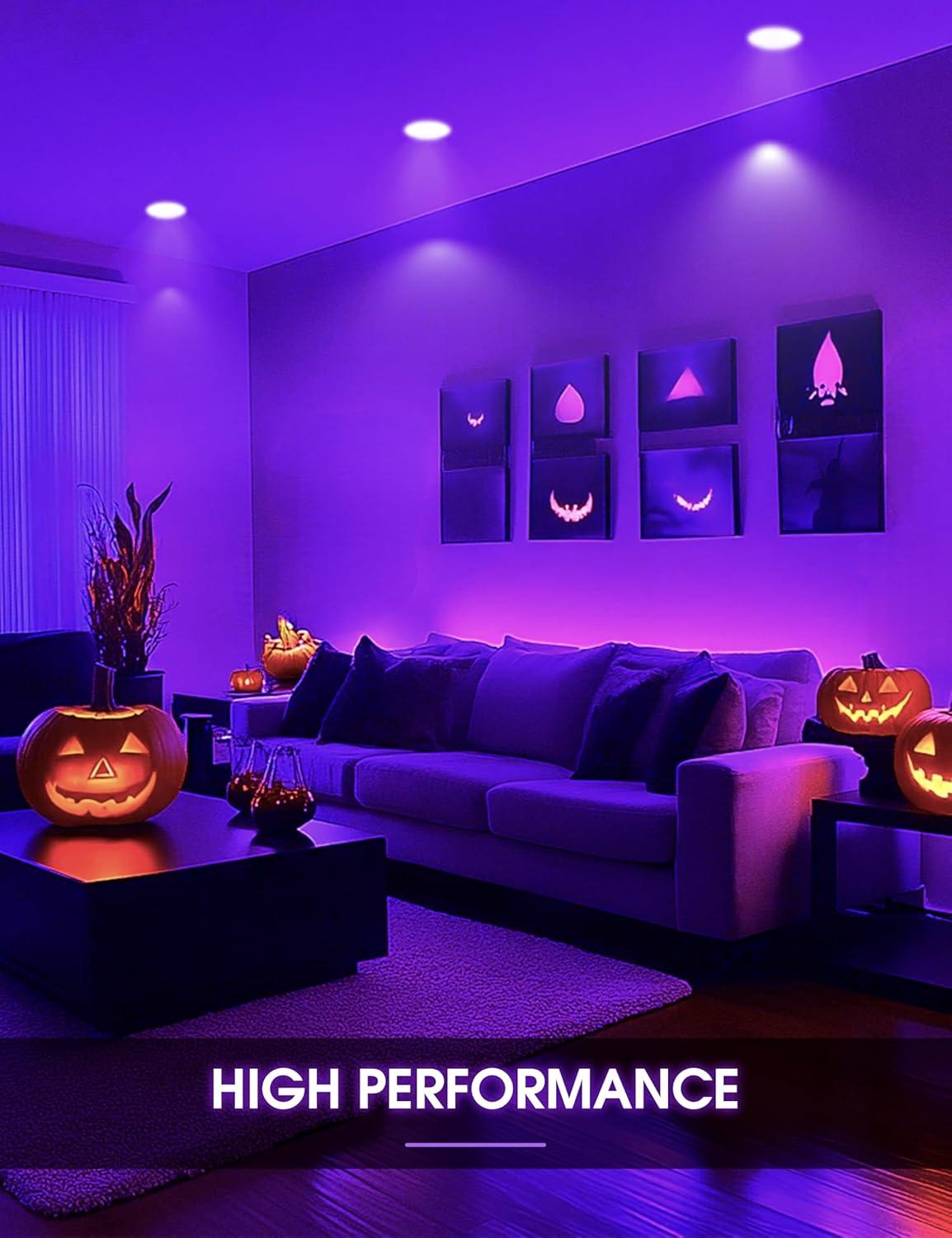 imageL LOHAS LED Halloween Orange Purple LED Light Bulbs Outdoor A19 Orange Purple Colored Light Bulb Indoor E26 Base NotDimmable