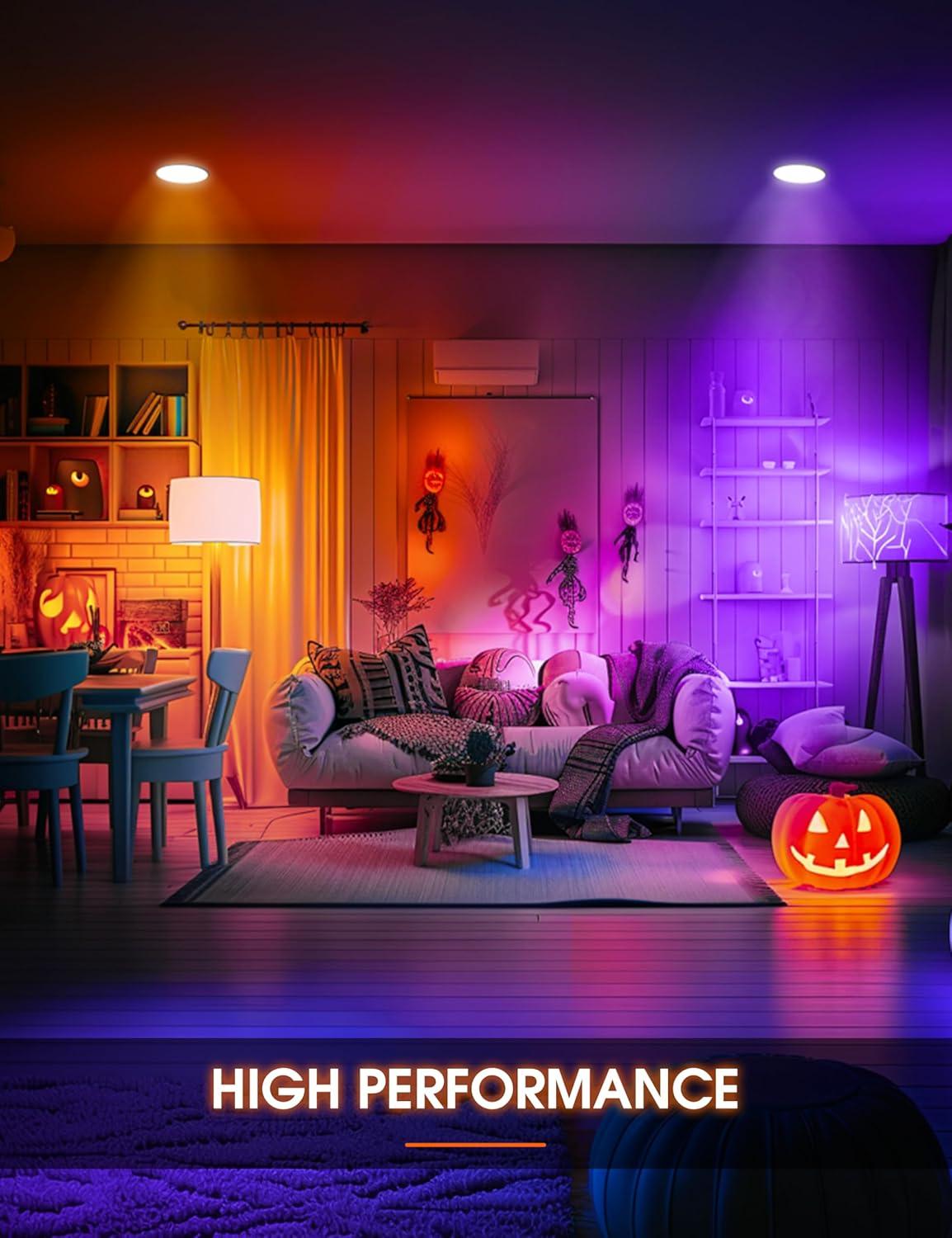 imageL LOHAS LED Halloween Orange Purple LED Light Bulbs Outdoor A19 Orange Purple Colored Light Bulb Indoor E26 Base NotDimmable