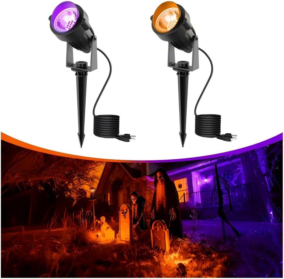 imageL LOHAS LED Halloween Orange Spotlights 3Pack  Purple Spotlights 1Pack