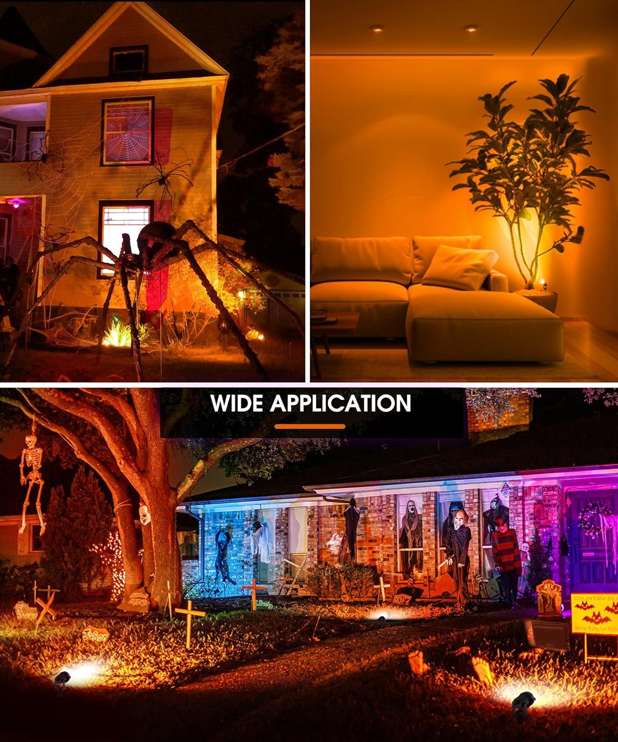 imageL LOHAS LED Halloween Orange Spotlights 3Pack  Purple Spotlights 1Pack