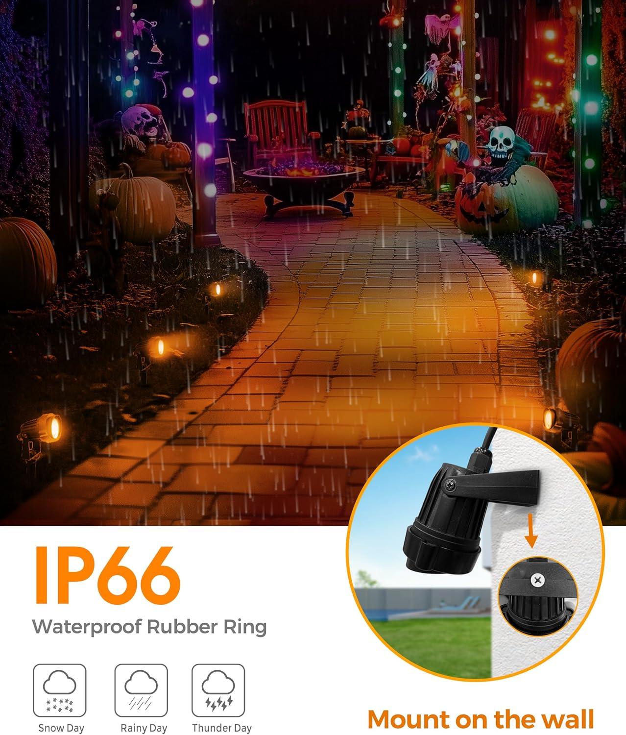 imageL LOHAS LED Halloween Orange Spotlights 3Pack  Purple Spotlights 1Pack