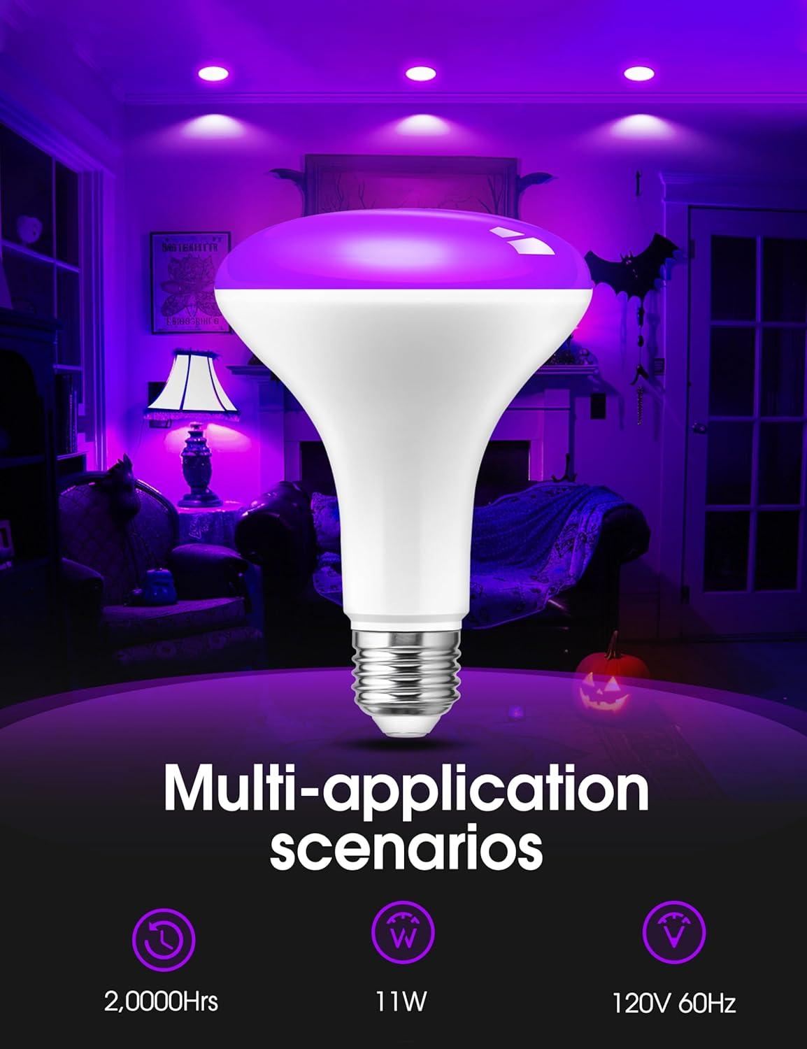 imageL LOHAS LED Halloween Purple LED Light Bulbs Outdoor A19 Orange Purple Colored Light Bulb Indoor E26 Base NotDimmable