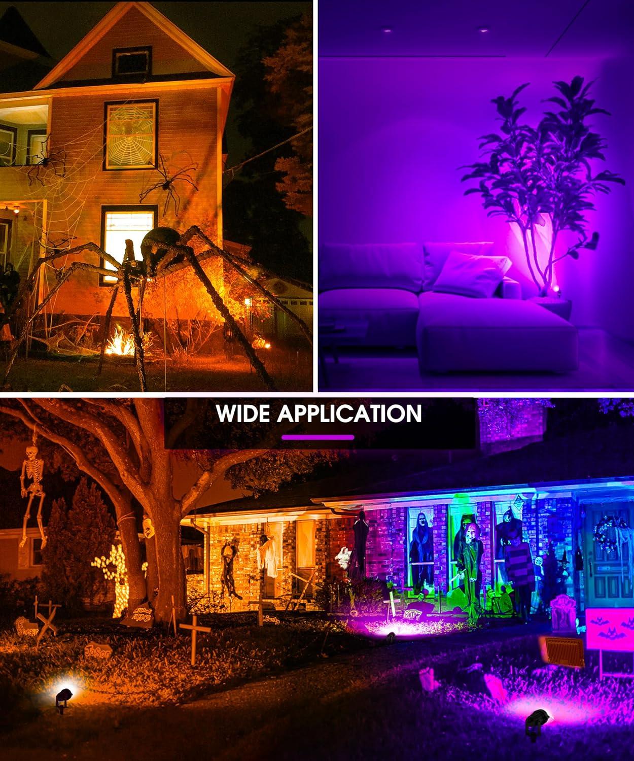 imageL LOHAS LED Orange and Purple Halloween Flood LightOrange and Purple Spotlights