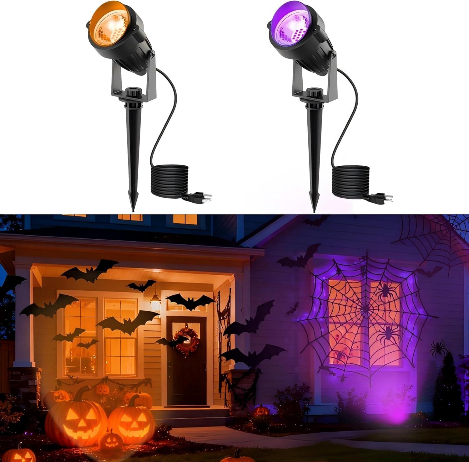 imageL LOHAS LED Orange and Purple Halloween Flood LightOrange and Purple Spotlights
