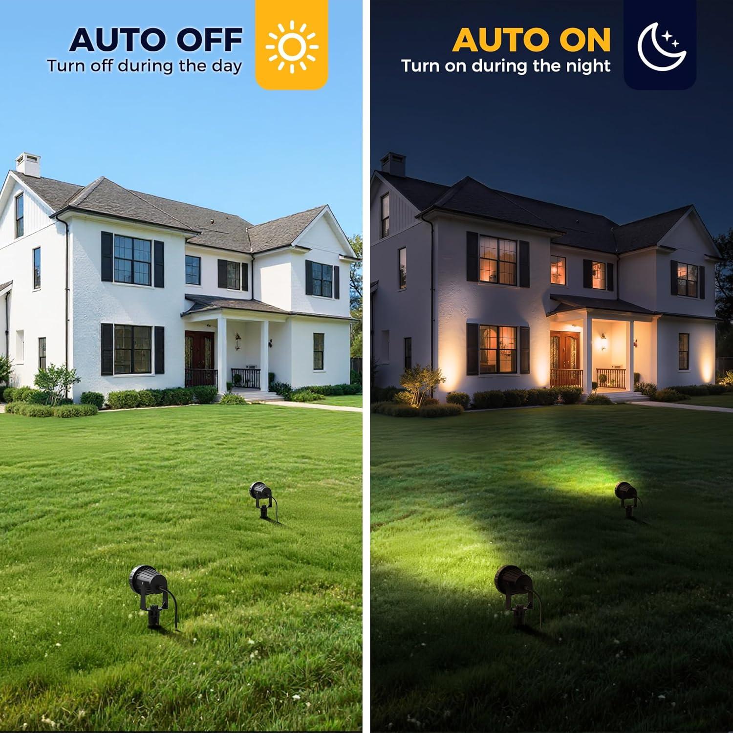 imageLOHAS 10W Dusk to Dawn Outdoor Lighting Auto OnOff 3000K Landscape Outdoor Spotlight IP66 Waterproof Spot Lights for Yard Garden House Pathway Plant2 Pack3000K Warm White  5W