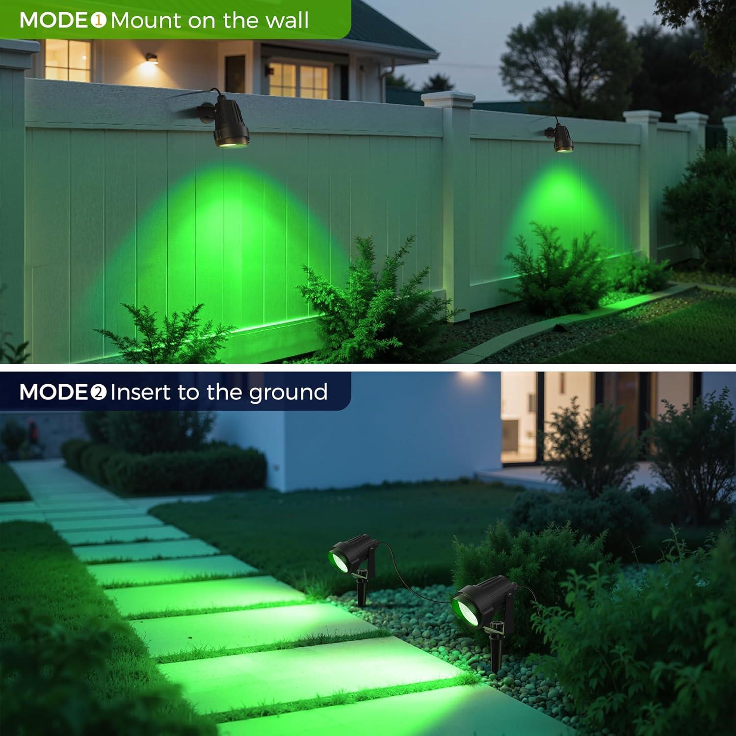 imageLOHAS 10W Dusk to Dawn Outdoor Lighting Auto OnOff 3000K Landscape Outdoor Spotlight IP66 Waterproof Spot Lights for Yard Garden House Pathway Plant2 PackGreen