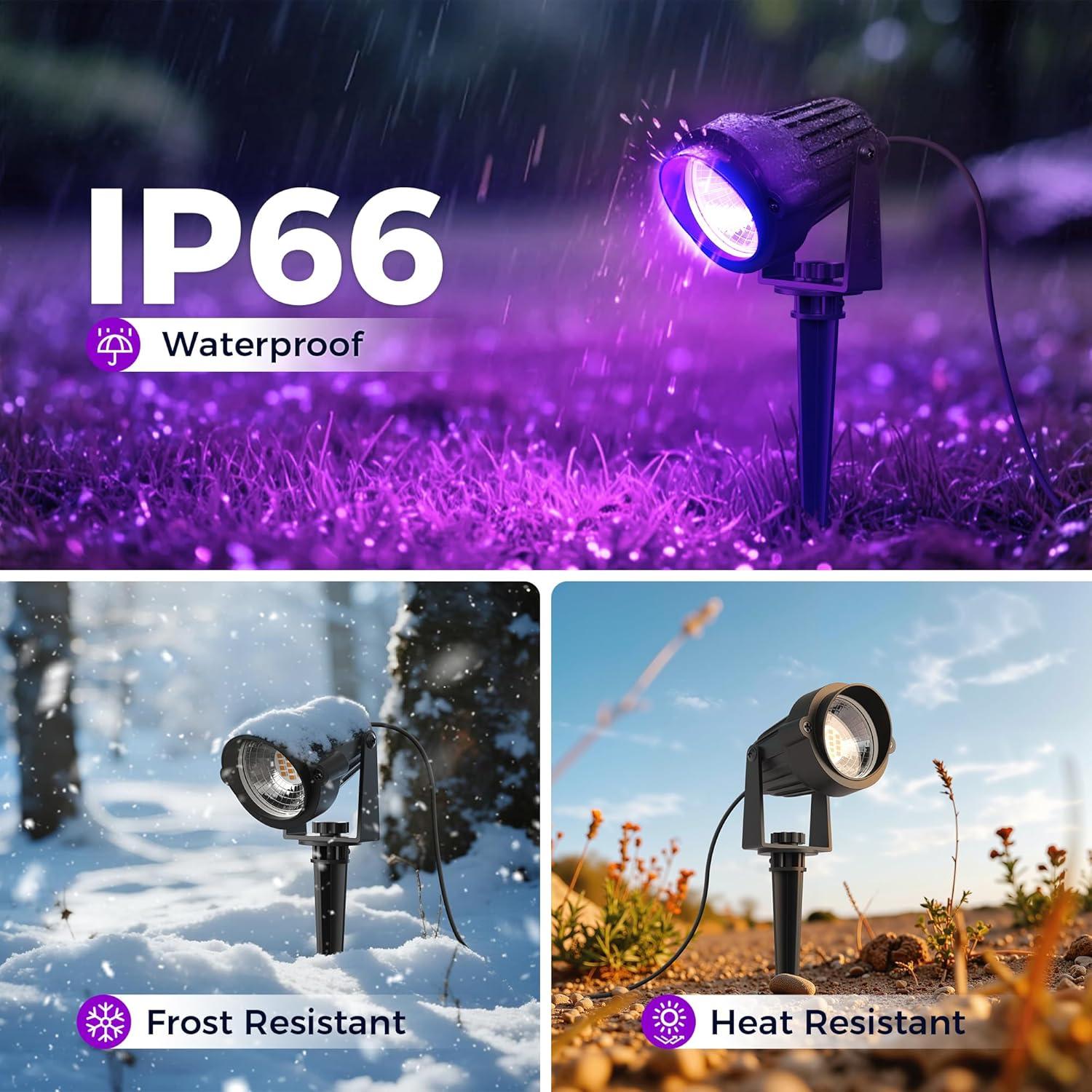 imageLOHAS 10W Dusk to Dawn Outdoor Lighting Auto OnOff 3000K Landscape Outdoor Spotlight IP66 Waterproof Spot Lights for Yard Garden House Pathway Plant2 PackPurple
