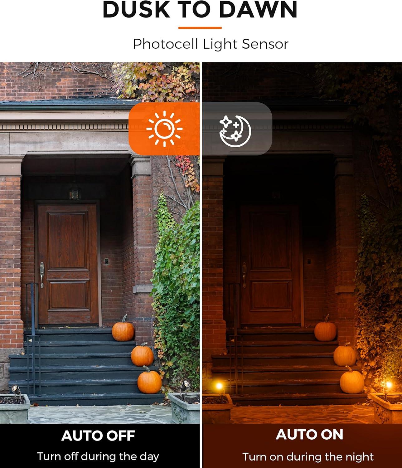 imageLOHAS 10W Dusk to Dawn Outdoor Lighting Auto OnOff 3000K Landscape Outdoor Spotlight IP66 Waterproof Spot Lights for Yard Garden House Pathway Plant2 PackOrange
