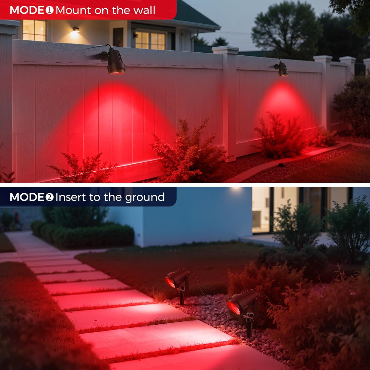 imageLOHAS 10W Dusk to Dawn Outdoor Lighting Auto OnOff 3000K Landscape Outdoor Spotlight IP66 Waterproof Spot Lights for Yard Garden House Pathway Plant2 PackRed