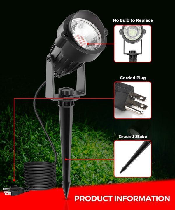 imageLOHAS 10W Dusk to Dawn Outdoor Lighting Auto OnOff 3000K Landscape Outdoor Spotlight IP66 Waterproof Spot Lights for Yard Garden House Pathway Plant2 PackRed