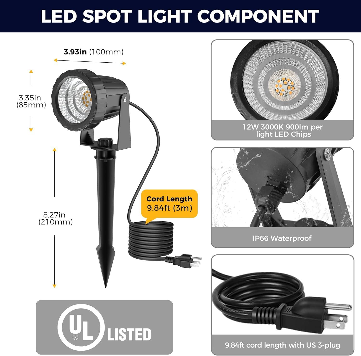 imageLOHAS 10W Dusk to Dawn Outdoor Lighting Auto OnOff 3000K Landscape Outdoor Spotlight IP66 Waterproof Spot Lights for Yard Garden House Pathway Plant2 Pack3000K Warm White  10W