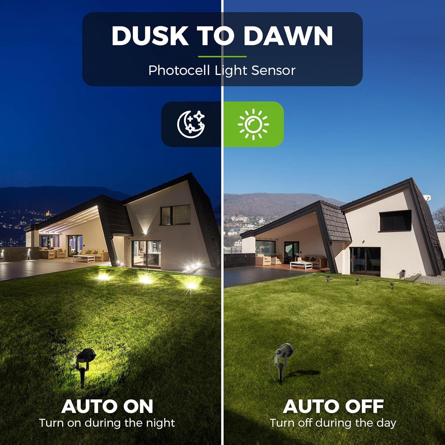imageLOHAS 10W Dusk to Dawn Outdoor Lighting Auto OnOff 3000K Landscape Outdoor Spotlight IP66 Waterproof Spot Lights for Yard Garden House Pathway Plant2 Pack3000K Warm White  5W