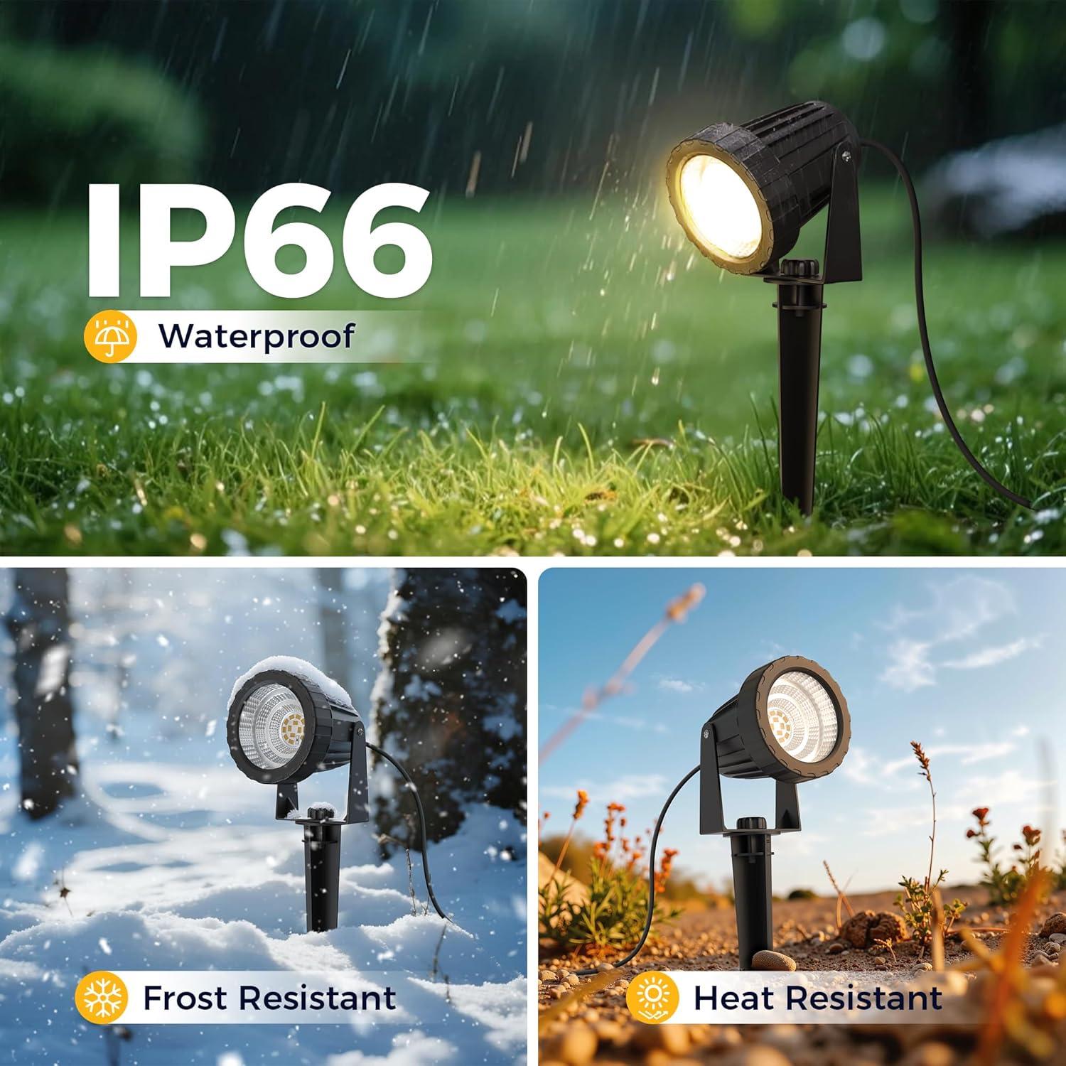 imageLOHAS 10W Dusk to Dawn Outdoor Lighting Auto OnOff 3000K Landscape Outdoor Spotlight IP66 Waterproof Spot Lights for Yard Garden House Pathway Plant2 Pack3000K Warm White  10W