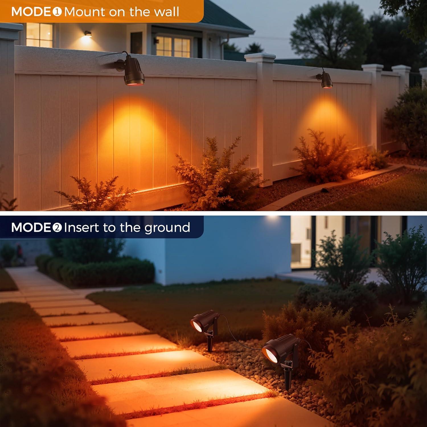 imageLOHAS 10W Dusk to Dawn Outdoor Lighting Auto OnOff 3000K Landscape Outdoor Spotlight IP66 Waterproof Spot Lights for Yard Garden House Pathway Plant2 PackOrange