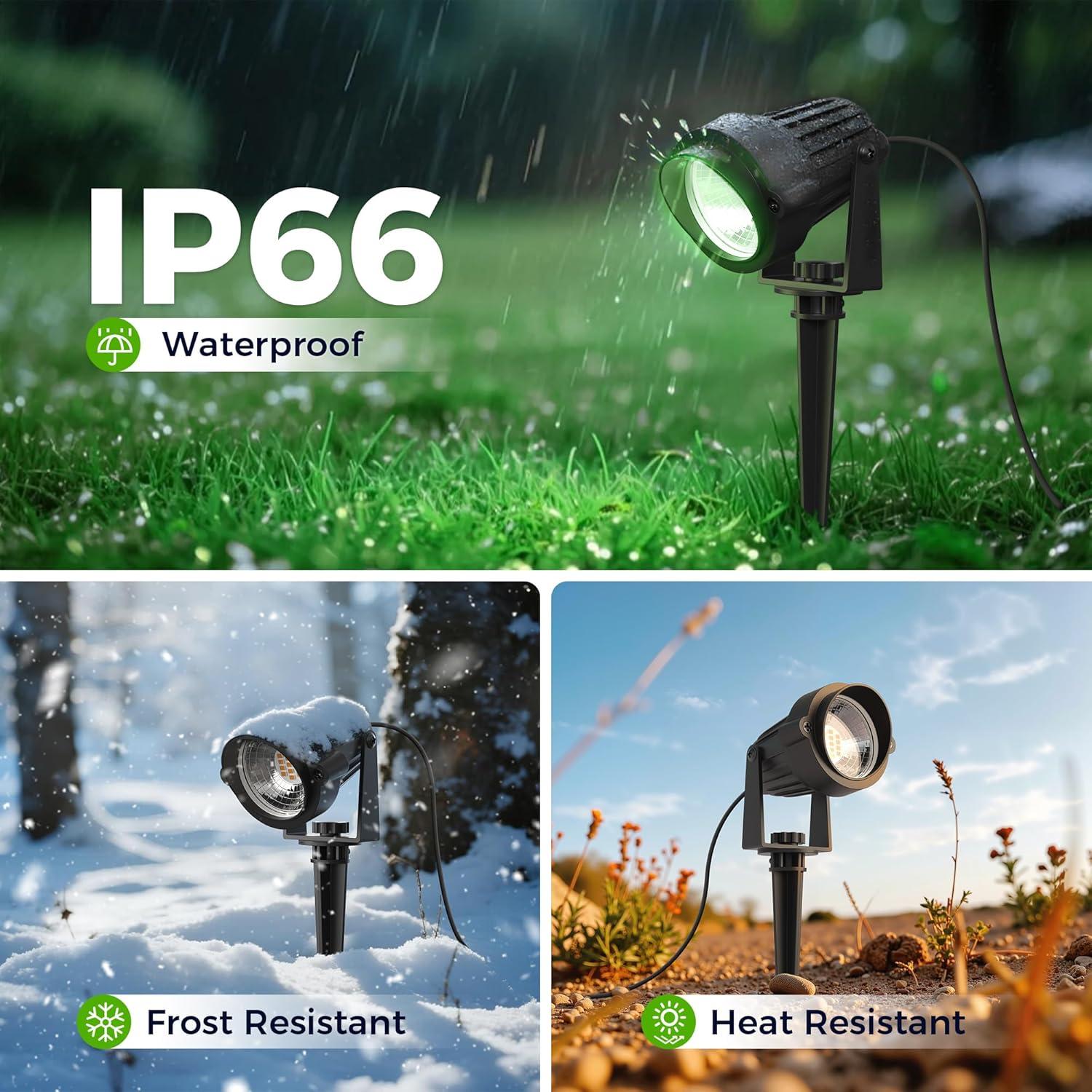 imageLOHAS 10W Dusk to Dawn Outdoor Lighting Auto OnOff 3000K Landscape Outdoor Spotlight IP66 Waterproof Spot Lights for Yard Garden House Pathway Plant2 PackGreen