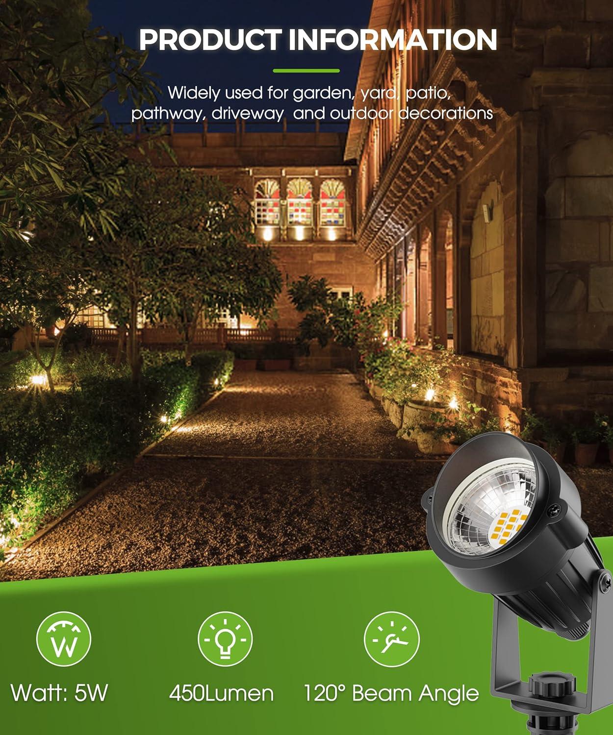 imageLOHAS 10W Dusk to Dawn Outdoor Lighting Auto OnOff 3000K Landscape Outdoor Spotlight IP66 Waterproof Spot Lights for Yard Garden House Pathway Plant2 Pack3000K Warm White  5W