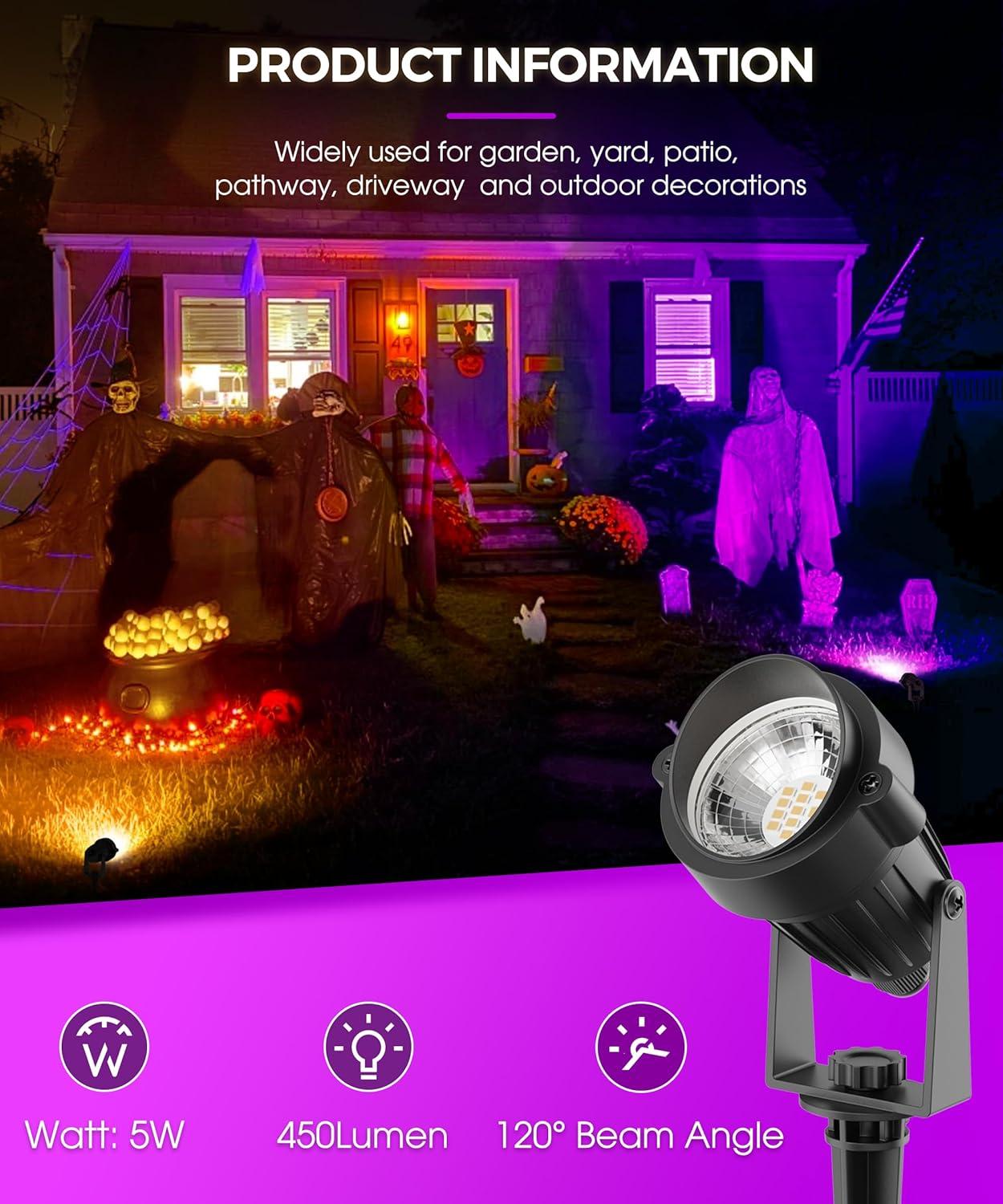 imageLOHAS 10W Dusk to Dawn Outdoor Lighting Auto OnOff 3000K Landscape Outdoor Spotlight IP66 Waterproof Spot Lights for Yard Garden House Pathway Plant2 PackPurple