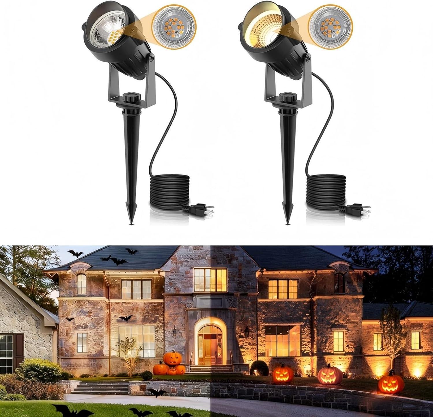 imageLOHAS 10W Dusk to Dawn Outdoor Lighting Auto OnOff 3000K Landscape Outdoor Spotlight IP66 Waterproof Spot Lights for Yard Garden House Pathway Plant2 Pack3000K Warm White  5W