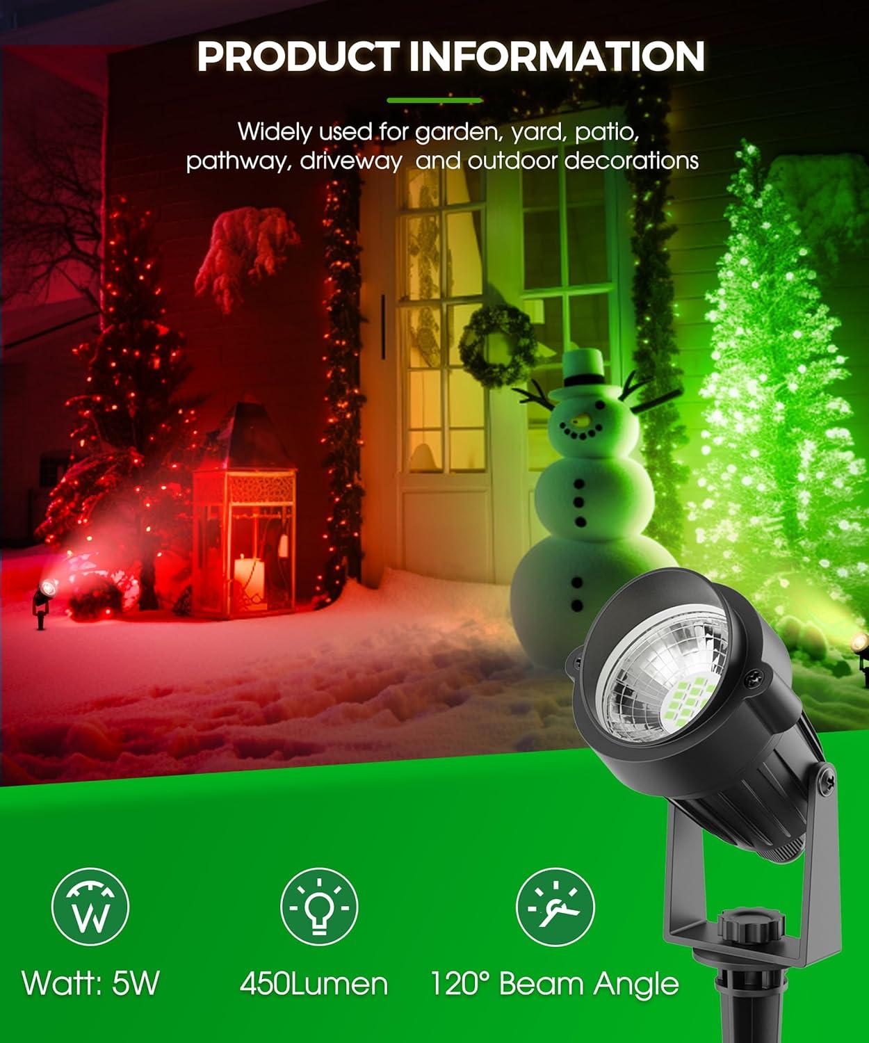 imageLOHAS 10W Dusk to Dawn Outdoor Lighting Auto OnOff 3000K Landscape Outdoor Spotlight IP66 Waterproof Spot Lights for Yard Garden House Pathway Plant2 PackGreen