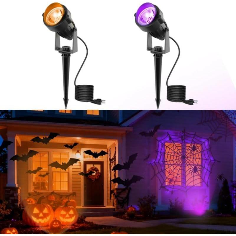 imageHalloween Orange and Purple Spotlights Outdoor3000K Landscape Spotlight Outdoor 2Pack