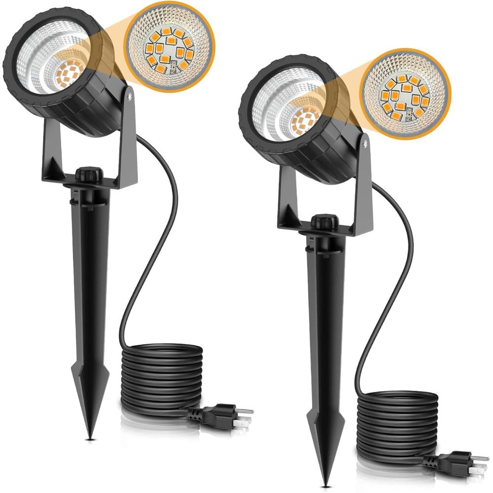 imageLOHAS 10W Dusk to Dawn Outdoor Lighting Auto OnOff 3000K Landscape Outdoor Spotlight IP66 Waterproof Spot Lights for Yard Garden House Pathway Plant2 Pack3000K Warm White  10W