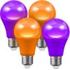imageA19 Orange and Purple Light Bulbs 4 Pack