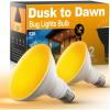 imageLOHAS Dusk to Dawn Yellow Bug Light Bulbs Outdoor LED Light Bulb Outside NonDimmable Porch Lights E26 Base for Patio Backyard Party 4 Pack