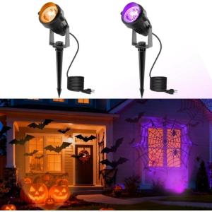 imageHalloween Orange and Purple Spotlights Outdoor3000K Landscape Spotlight Outdoor 2Pack