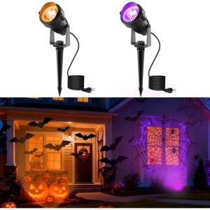 imageLOHAS 10W Dusk to Dawn Outdoor Lighting Auto OnOff 3000K Landscape Outdoor Spotlight IP66 Waterproof Spot Lights for Yard Garden House Pathway Plant2 PackOrangePurple