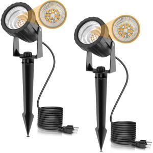 imageLOHAS 10W Dusk to Dawn Outdoor Lighting Auto OnOff 3000K Landscape Outdoor Spotlight IP66 Waterproof Spot Lights for Yard Garden House Pathway Plant2 Pack3000K Warm White  10W