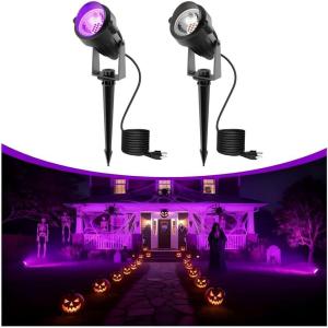 imageLOHAS 10W Dusk to Dawn Outdoor Lighting Auto OnOff 3000K Landscape Outdoor Spotlight IP66 Waterproof Spot Lights for Yard Garden House Pathway Plant2 PackPurple