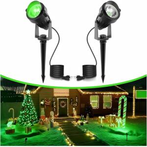 imageLOHAS 10W Dusk to Dawn Outdoor Lighting Auto OnOff 3000K Landscape Outdoor Spotlight IP66 Waterproof Spot Lights for Yard Garden House Pathway Plant2 PackGreen